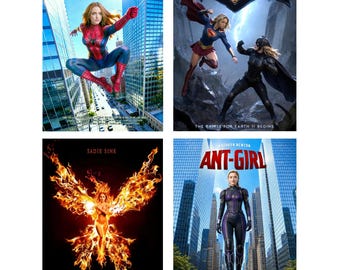 Set of 4 original artwork concept Movie Posters A4 sized photo prints