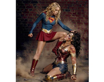 Supergirl vs Wonder Woman DC Artwork A3 poster or set of 4 photo prints