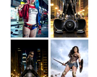 Set of 4 Female Icons of the DC Universe A4 artwork poster prints 8"x12"