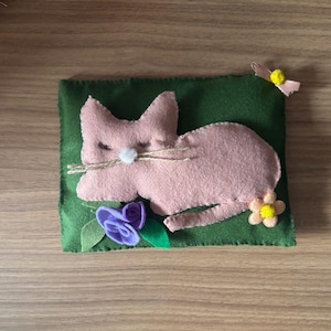 Cute Sleeping Cat in Felt