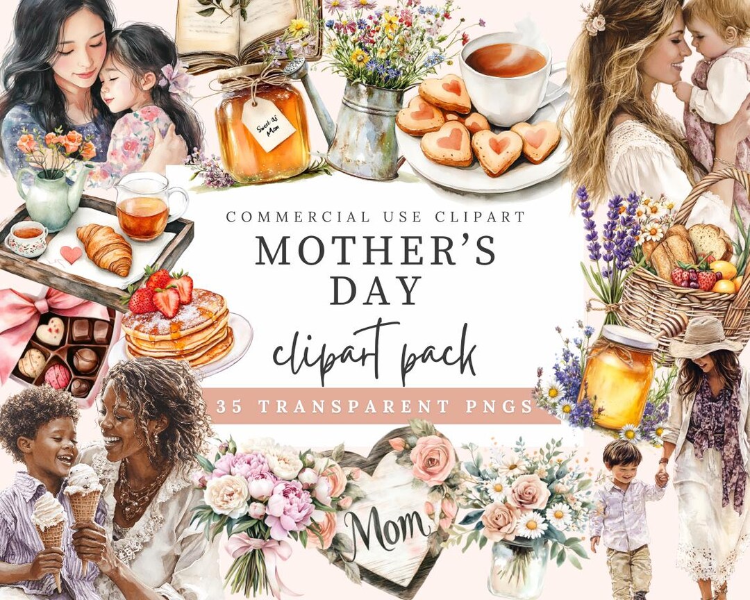 Timeless Mother’s Day Watercolor Clip Art – Florals, Gifts, Tea ...
