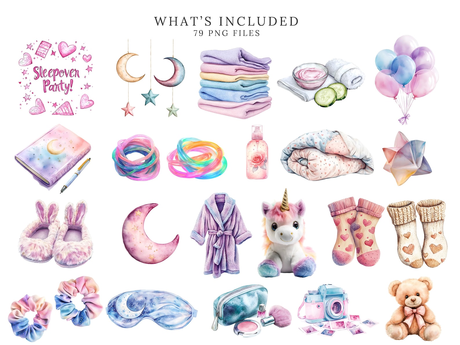 Ultimate Sleepover Fun Clip Art Bundle – Cozy Pajama Night, Snacks ...
