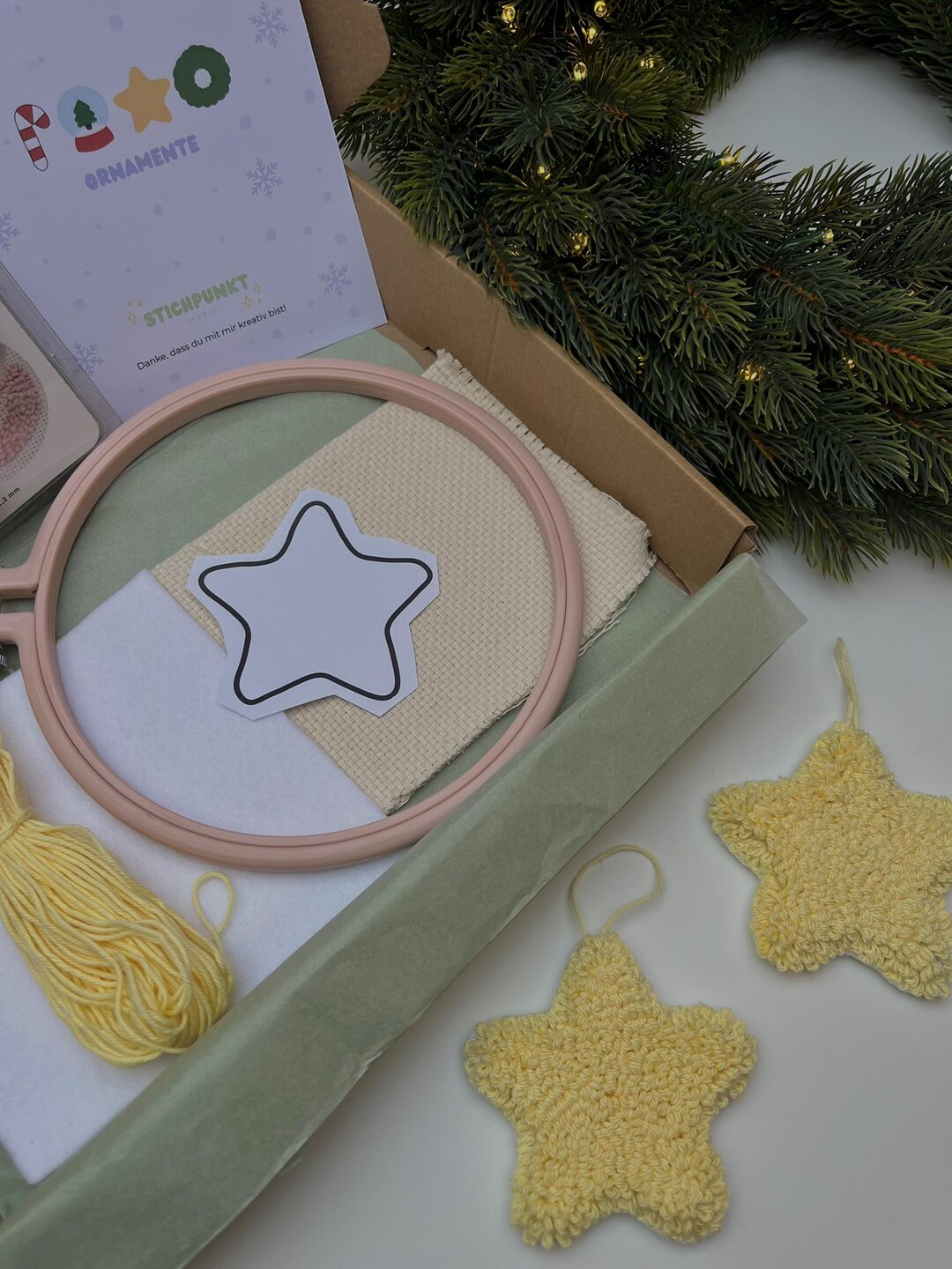 Punch Needle Ornament Kit "star" | Christmas DIY Set (2-piece Set ...