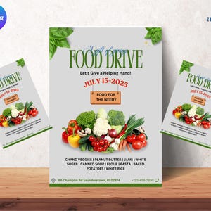 EDITABLE Fall Food Drive Flyer, Printable PTA PTO Flyer, School Church, Thanksgiving Fundraiser Poster Invite, Business Charity Invitation