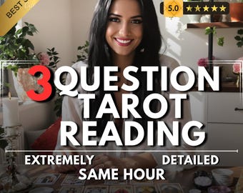 Lectura de tarot de 3 preguntas, visión psíquica, lectura a la misma hora