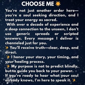 An accurate reading exploring the sacred soul contract between you and someone who continues to echo in your energy. Through blind reading and past life insight, this psychic reading reveals karmic soulmate dynamics, divine love messages, and intuitive guidance. Ideal for those seeking same hour reading and deeper spiritual understanding of their connection.