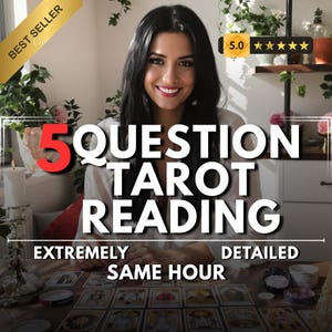 Lectura psíquica intuitiva de 5 preguntas de tarot - Lectura a la misma hora - Tarot rápido - Perspectiva astrológica - Respuestas rápidas - Lectura telepática - Consejos psíquicos
