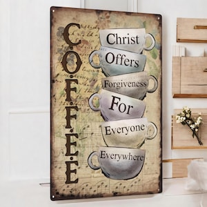 Retro Coffee Tin Sign – Vintage Metal Wall Art for Kitchen, Living Room, Café, or Home Décor – 7.8x11.8 Inches