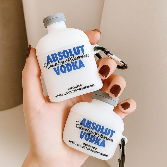 3D Wodka Flasche Silikon Case für AirPods: Ohrhörer-Cover mit Anhänger