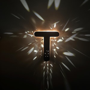 Letter T Wall Light Sculpture / Upcycled Metal Lamp with Shadow/ Industrial Wall Light/DIY Lamp/  by ES UpcycleDesigns