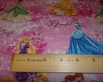 Princess Fabric on Pink Characters Cotton Fabric Sold by the Yard