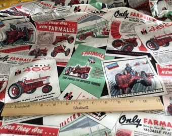 Farmall IH Tractor Cotton Fabric by the Yard