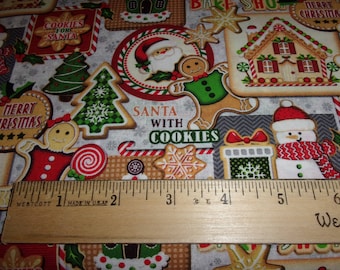 Christmas Cookies Noel 59 4401 Tossed on Grey Background Cotton By The Half Yard