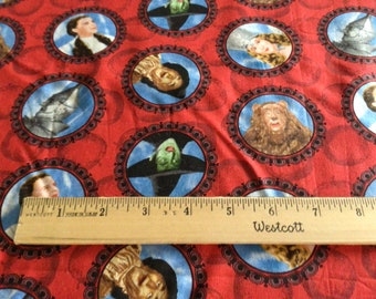 Wizard of Oz Character Circles on Red Cotton Fabric by Quilting Treasures