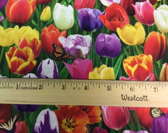 Burst of Color Tulips Multi by Elizabeths Studio Cotton Fabric by the Yard 664-MULTI