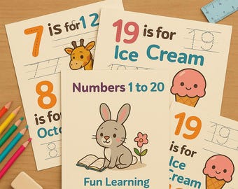 Schede didattiche per bambini sui numeri da 1 a 20, attività stampabili per la scuola materna, PDF sui numeri da tracciare, download didattico per bambini piccoli e scuola materna