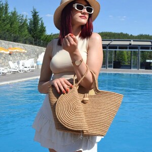 Conjunto de bolsas com zíper Boho Jute – Bolsa clutch e bolsa laváveis de 2 peças – Bolsa decorativa ecológica para mulheres – Carteira durável para o dia a dia