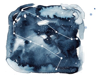 Digital Download - Gemini Zodiac Constellation Watercolour Illustration (Star Sign)