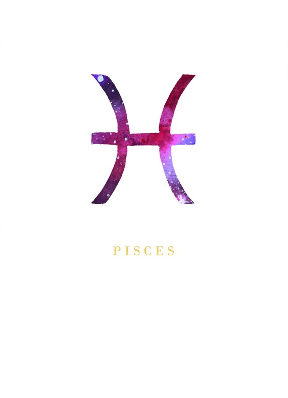 Digital Download Pisces Zodiac Symbol Watercolour Etsy