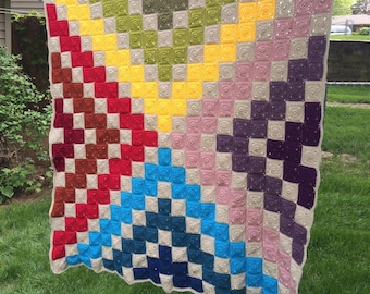 Quilt Look Blanket Crochet Pattern - Tons of Tutorial Photos Written in American and UK terms