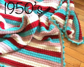 Crochet a 1950s Style Retro Blanket - Crochet Pattern Written in US and UK Terms -