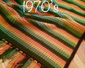 Crocheter une couverture rétro de style années 1970 - Motif au crochet écrit en termes américains et britanniques