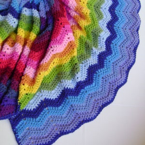 Crochet in Technicolor Waves Blanket Pattern - Fourth in a Series of Four - Easy Crochet Pattern Perfect for the Beginner