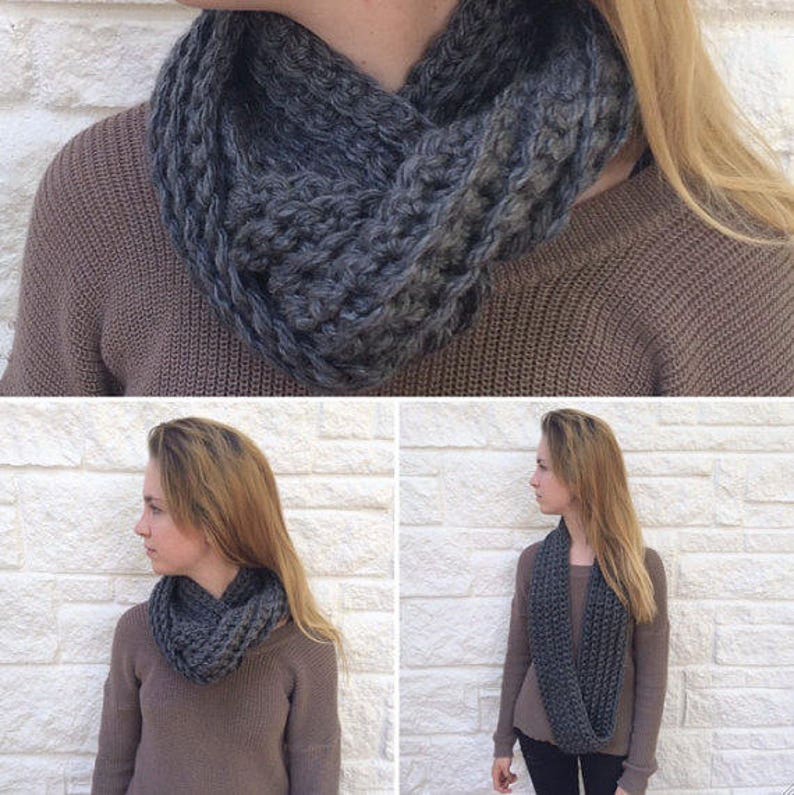 Crochet PATTERN for Chunky Twist Scarf Cowl Great for the Beginner image 3