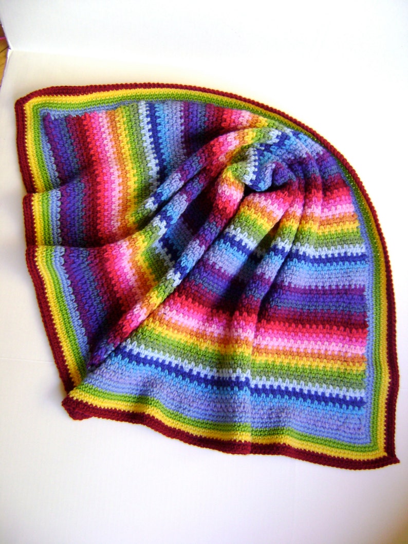 Crochet in Technicolor Linen Baby Blanket Third in a Series of Four Looks Like Linen Easy Crochet Pattern image 1