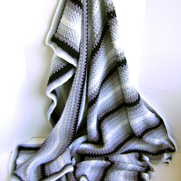 Crocheted Pin Stripe Man Cave Blanket Pattern - Easy Pattern - Great for Beginners