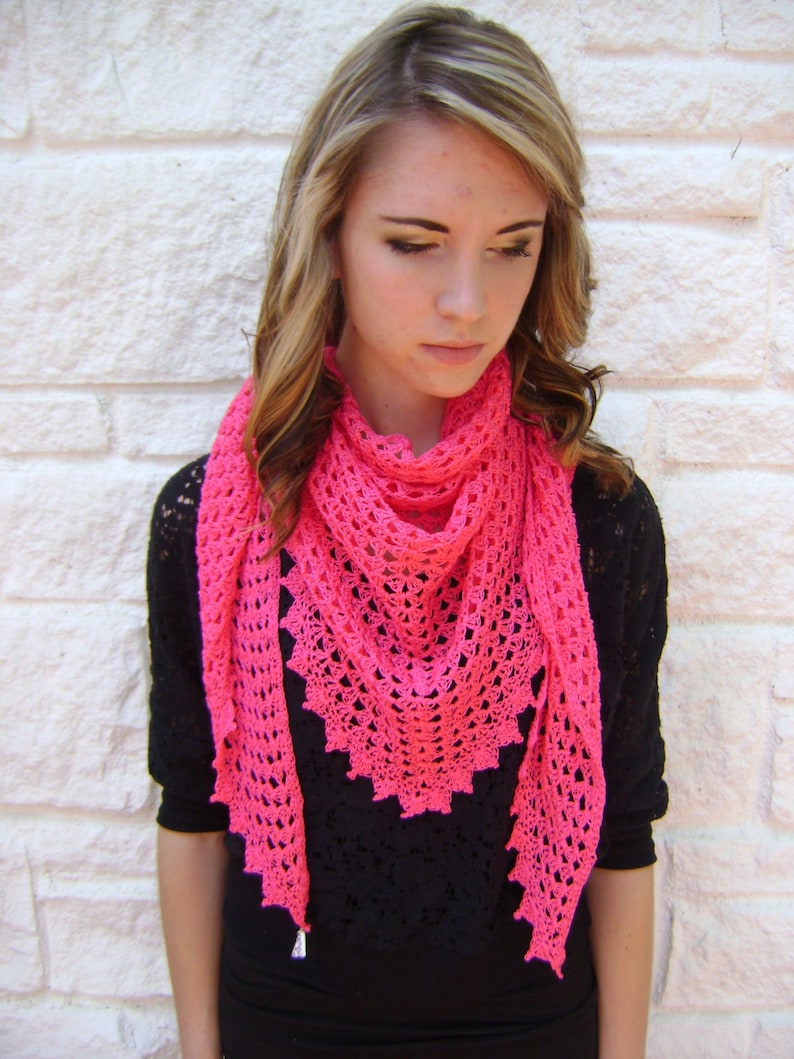 Triangle Shawl or Scarf Pattern Easy Crochet Pattern for the Advanced Beginner and Beyond image 2