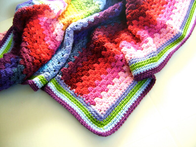 Crochet in Technicolor Granny Blanket Pattern Second in a Series of Four Easy Crochet for the Beginner image 5