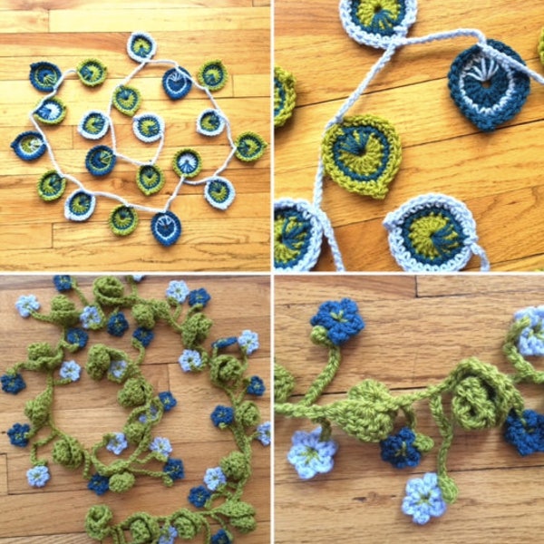 Peacock AND Curly Q's Garlands Crochet PATTERNS - Two Patterns for One Price - Great for the Beginner