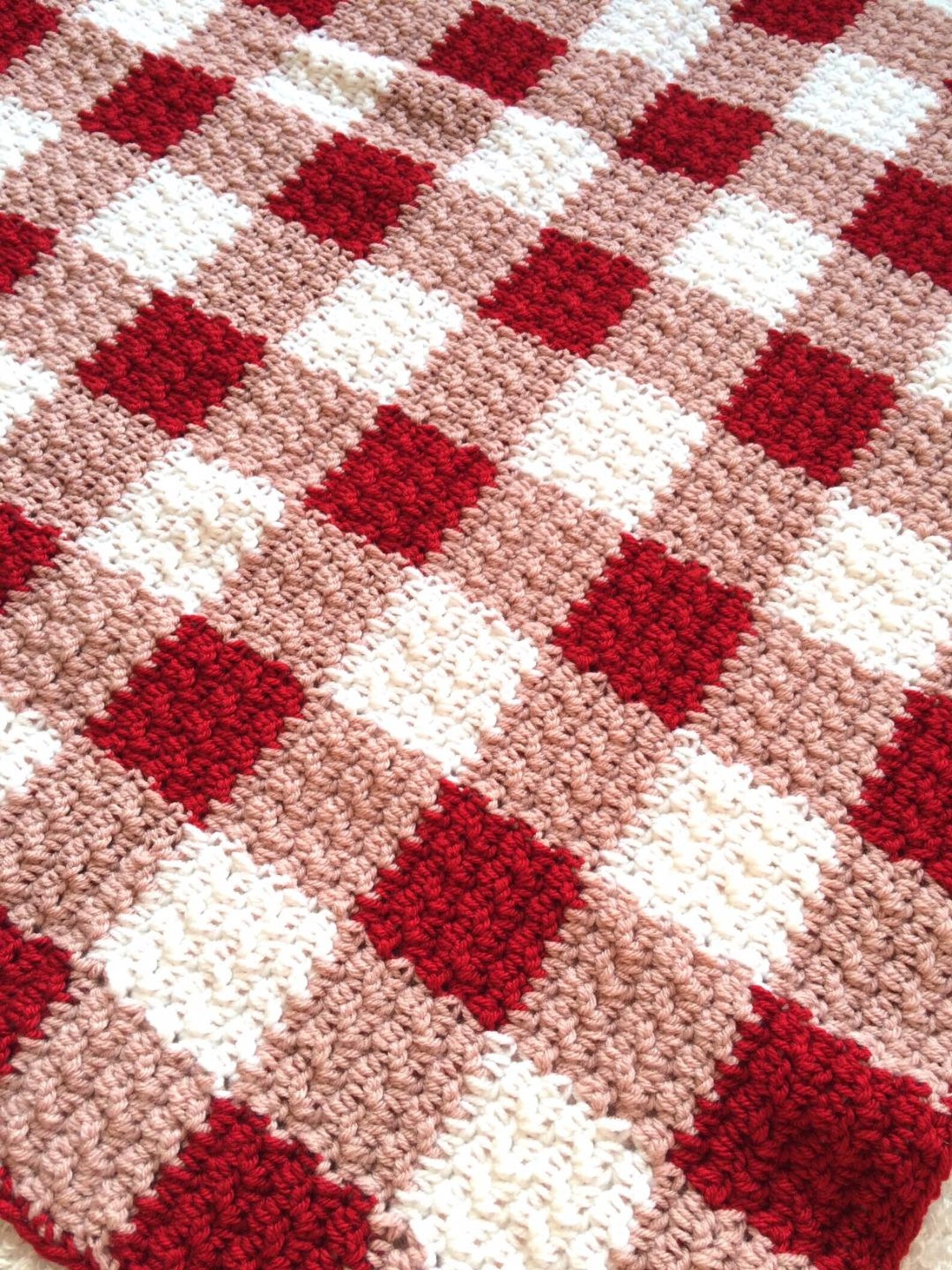 Gingham Blanket Crochet Pattern Easy Pattern For the Etsy