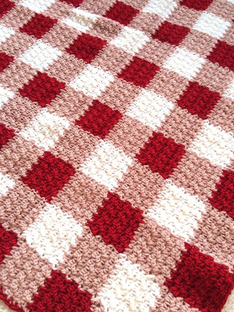 Gingham Blanket Crochet Pattern Easy Pattern For the Beginner or Better Written in American with UK abbreviations image 7