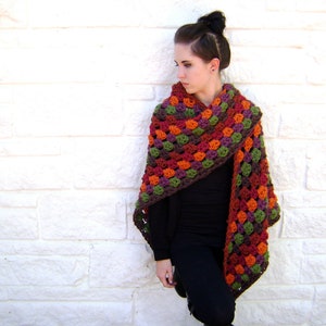 Giant Fall Granny Scarf Pattern Easy Quick Stand Out INSTANT DOWNLOAD zdjęcie 1