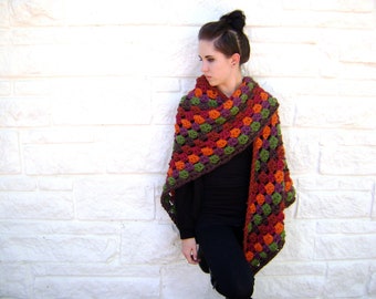 Giant Fall Granny Scarf Pattern - Easy Quick Stand Out - INSTANT DOWNLOAD