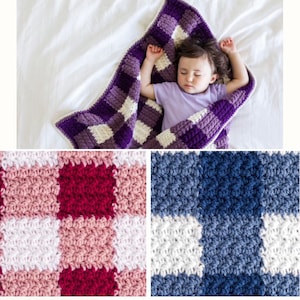 Gingham Blanket Crochet Pattern - Easy Pattern For the Beginner or Better- Written in American with UK abbreviations