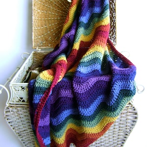 Crochet Pattern - for Rainbow Ripple Baby Blanket - Easy Advanced Beginner Pattern INSTANT DOWNLOAD