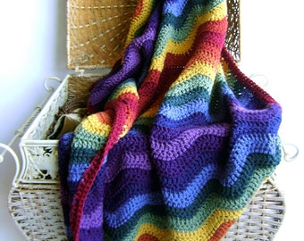 Crochet Pattern - for Rainbow Ripple Baby Blanket - Easy Advanced Beginner Pattern INSTANT DOWNLOAD