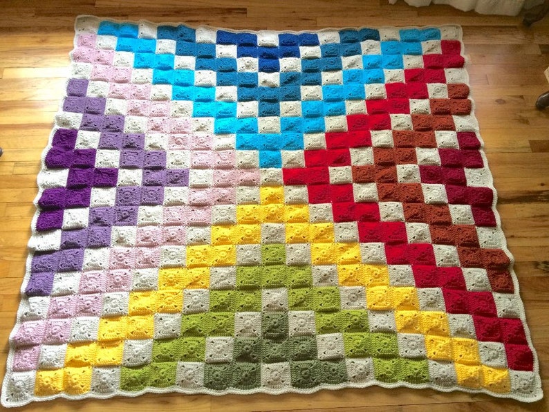 Quilt Look Blanket Crochet Pattern Tons of Tutorial Photos | Etsy