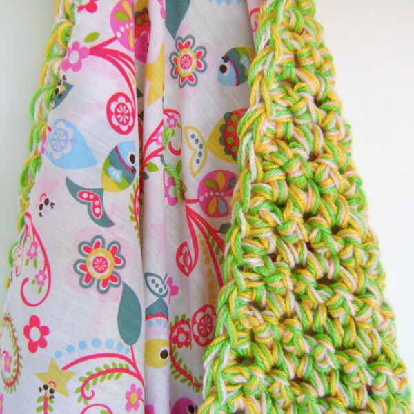 Crocheted Silly Sea Life Stroller Blanket is Reversible, Thick, Year Round Cuddler - READY TO SHIP