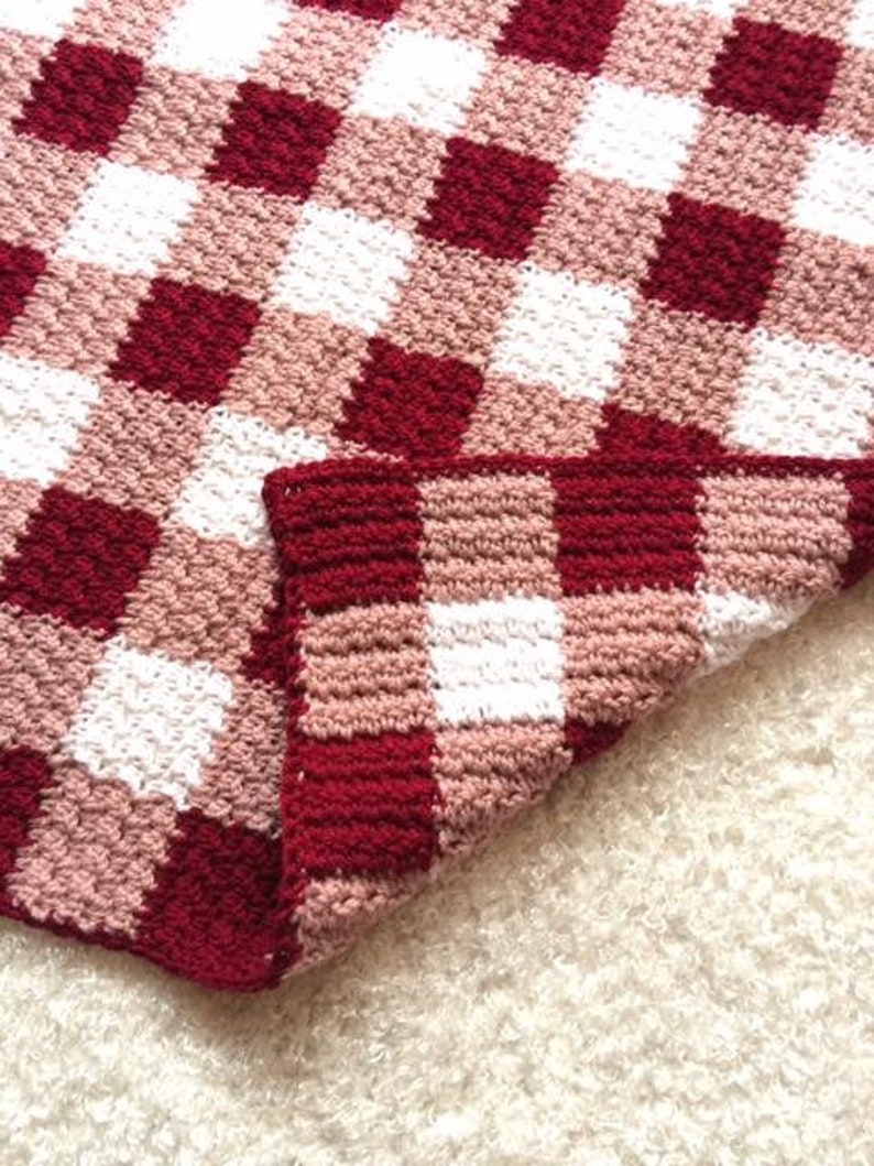 Gingham Blanket Crochet Pattern Easy Pattern For the Beginner or Better Written in American with UK abbreviations image 3