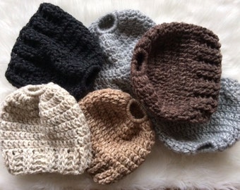 PATTERN - Messy Bun Hat Crochet Pattern - Great for the Advanced Beginner or Better