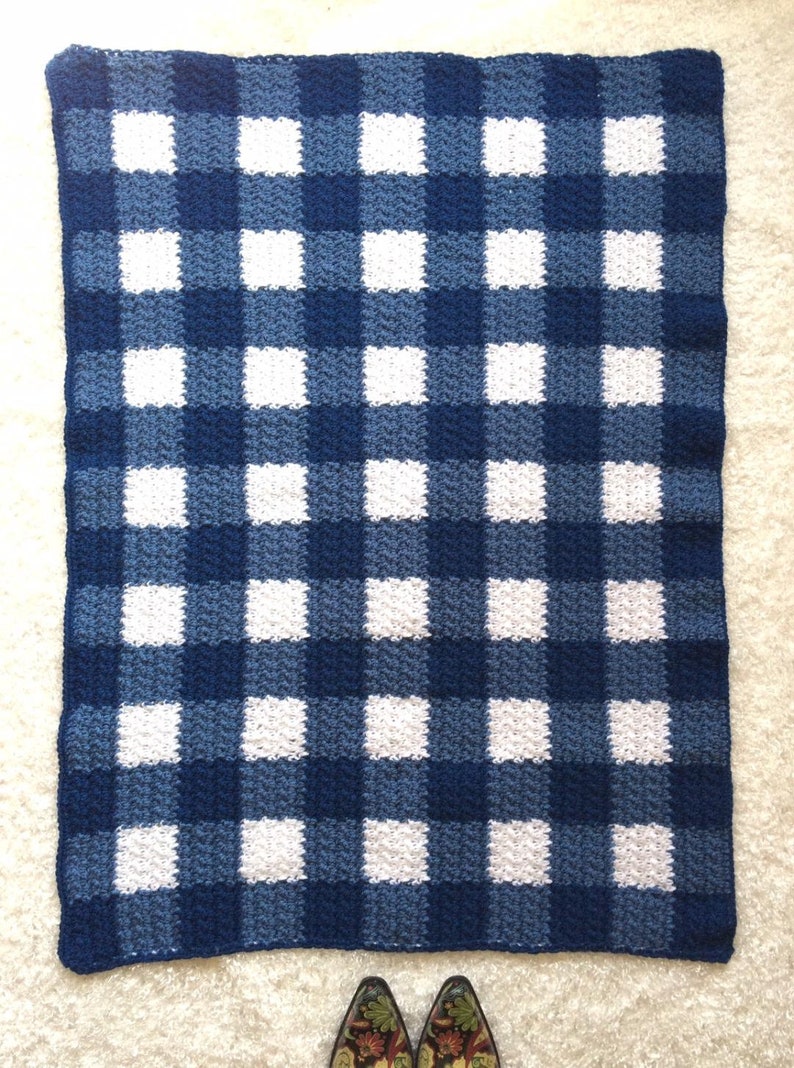 Gingham Blanket Crochet Pattern Easy Pattern For the Beginner or Better Written in American with UK abbreviations image 5