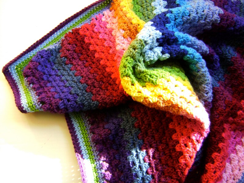 Crochet in Technicolor Granny Blanket Pattern Second in a Series of Four Easy Crochet for the Beginner image 4