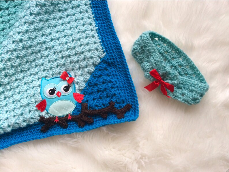 Blue Granny Corner 2 Corner Crochet Blanket and Headband PATTERNS Great Beginner Pattern image 1