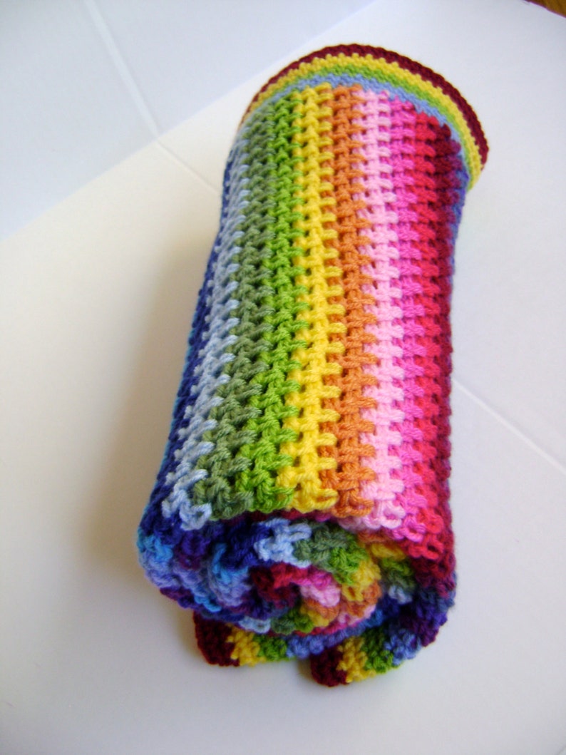 Crochet in Technicolor Linen Baby Blanket Third in a Series of Four Looks Like Linen Easy Crochet Pattern image 4