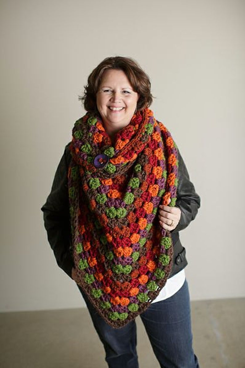 Giant Fall Granny Scarf Pattern Easy Quick Stand Out INSTANT DOWNLOAD image 4