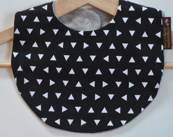 Gender Neutral Black & White Funky Terry Cloth Snap Bib FREE SHIPPING in CANADA